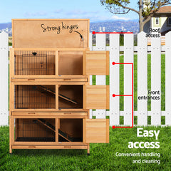 i.Pet Rabbit Hutch Chicken Coop 91.5cm x 46cm x 116.5cm Chicken Coop Large House Cage Run Wooden Outdoor