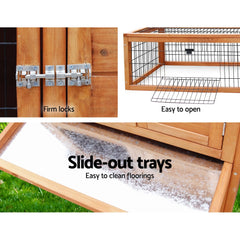 i.Pet Chicken Coop Rabbit Hutch 155cm x 49cm x 90cm Large Chicken Coop Wooden Run Cage House Outdoor