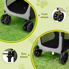 i.Pet Pet Stroller Dog Pram Large Carrier Cat Travel Foldable Strollers 4 Wheels Trolley