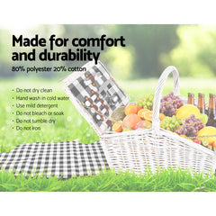 Alfresco 2 Person Picnic Basket Set Willow Vintage Baskets Insulated Blanket Bag