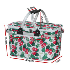 Alfresco Picnic Basket Folding Bag Hamper Insulated Food Cover Storage