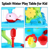 Keezi Kids Sand and Water Table 4-Tier Waterfall Sandpit Toys Beach Shovel