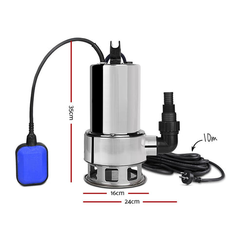 Giantz 1800W Max. Submersible Dirty Water Pump Bore Tank Well Steel Automatic Clean