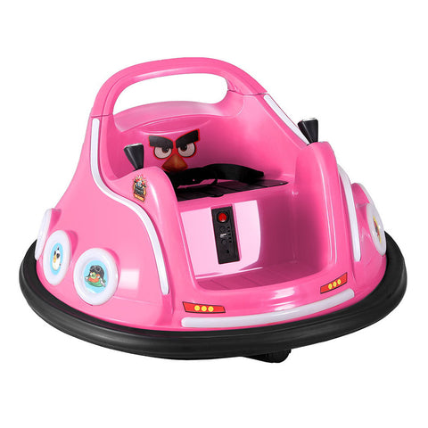 Kids Ride On Car Bumper Electric Ride On Cars Light Remote Angry Birds Sticker Pink