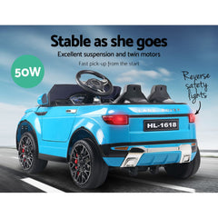 Rigo Kids Electric Ride On Car SUV Range Rover-inspired Toy Cars Remote 12V Blue