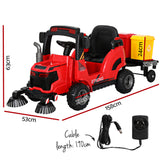 Rigo Kids Electric Ride On Car Street Sweeper Truck Toy Cars Remote 12V Red