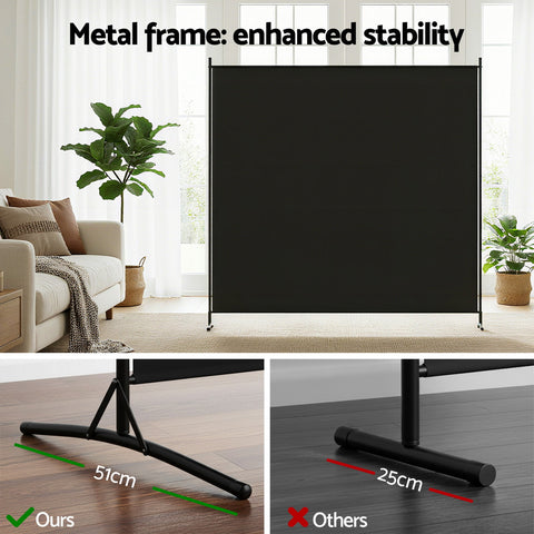Artiss Room Divider Screen 175x180cm Fabric Black