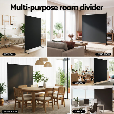 Artiss Room Divider Screen 175x180cm Fabric Black