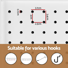 Artiss 4 Panel Room Divider Screen 164x170cm Pegboard White