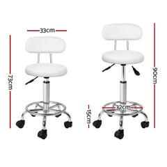 Artiss 2x Salon Stool Swivel Chair Backrest White