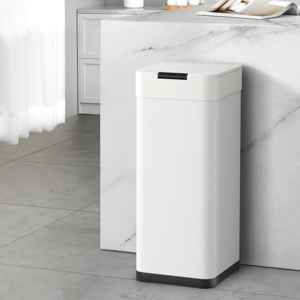 Devanti 50L Sensor Bin Motion Rubbish Bins Kitchen Automatic Trash Can White