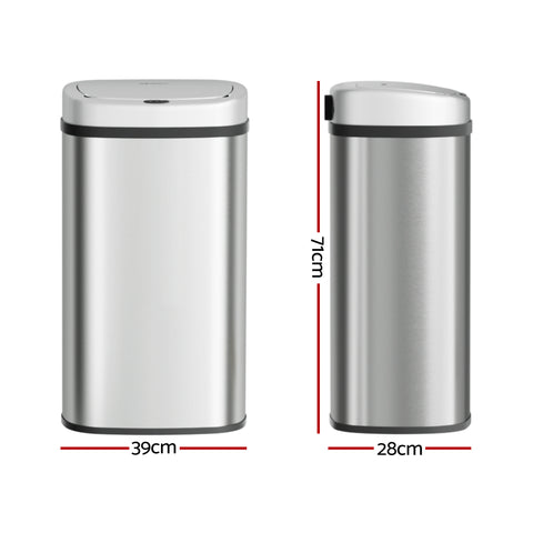 Devanti 60L Sensor Bin Motion Rubbish Automatic Silver