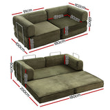 Artiss Convertible Folding Sofa Bed Pull Out Mattress Sleeper Couch Corduroy Green
