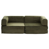 Artiss Convertible Folding Sofa Bed Pull Out Mattress Sleeper Couch Corduroy Green
