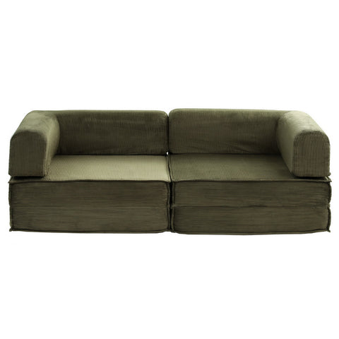 Artiss Convertible Folding Sofa Bed Pull Out Mattress Sleeper Couch Corduroy Green