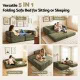 Artiss Convertible Folding Sofa Bed Pull Out Mattress Sleeper Couch Corduroy Green