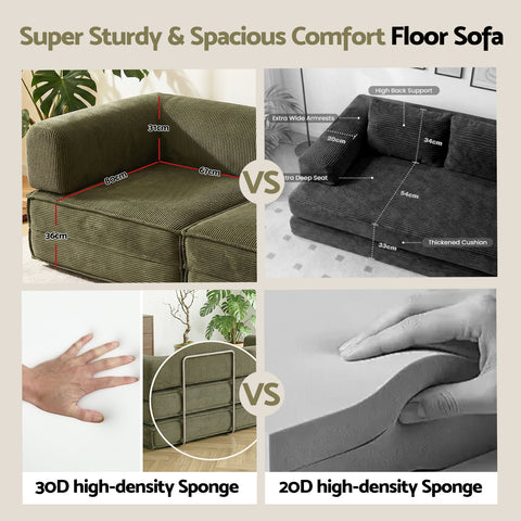 Artiss Convertible Folding Sofa Bed Pull Out Mattress Sleeper Couch Corduroy Green