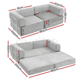Artiss Convertible Folding Sofa Bed Pull Out Mattress Sleeper Couch Corduroy Grey