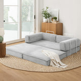 Artiss Convertible Folding Sofa Bed Pull Out Mattress Sleeper Couch Corduroy Grey