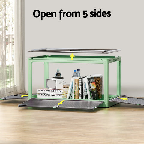 Artiss Storage Box Container Foldable Stackable 5 Sides Open Transparent 140L
