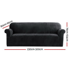 Artiss Sofa Cover Couch Covers 4 Seater Velvet Black