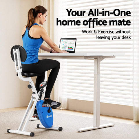 Artiss Under Desk Exercise Bike with 140cm Automatic Standing Desk Magnetic Resistance White