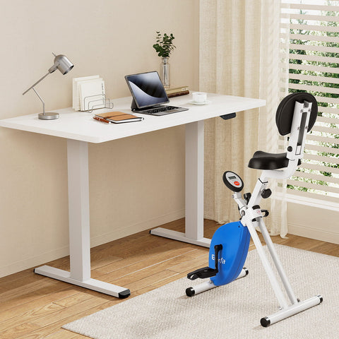 Artiss Under Desk Exercise Bike with 140cm Automatic Standing Desk Magnetic Resistance White