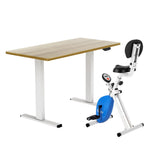 Artiss Under Desk Exercise Bike with 140cm Automatic Standing Desk Magnetic Resistance Oak