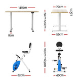 Artiss Under Desk Exercise Bike with 140cm Automatic Standing Desk Magnetic Resistance Oak