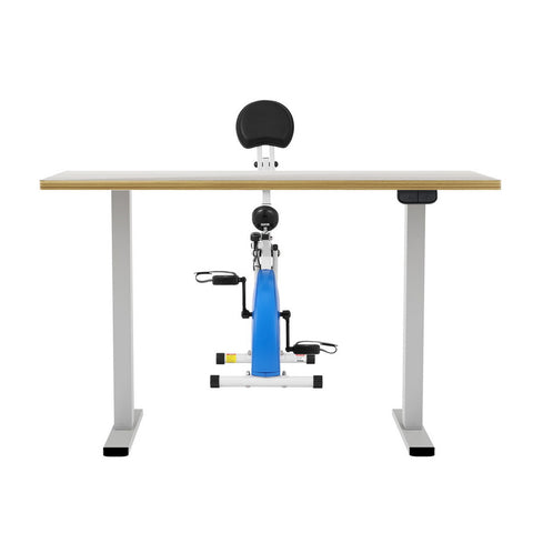 Artiss Under Desk Exercise Bike with 140cm Automatic Standing Desk Magnetic Resistance Oak