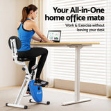 Artiss Under Desk Exercise Bike with 140cm Automatic Standing Desk Magnetic Resistance Oak