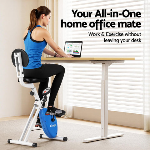 Artiss Under Desk Exercise Bike with 140cm Automatic Standing Desk Magnetic Resistance Oak