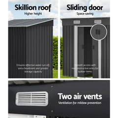 Giantz Garden Shed 1.94x1.21M w/Metal Base Sheds Outdoor Storage Tool Steel House Sliding Door