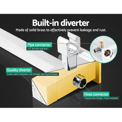 Cefito 8'' Rain Shower Head Set Handheld Square High Pressure Mixer Tap Chrome