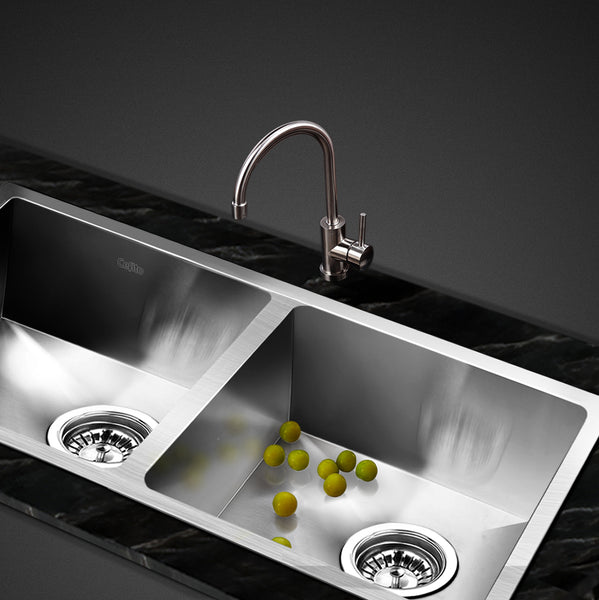 Cefito Kitchen Sink 77X45CM Stainless Steel Basin Double Bowl Silver