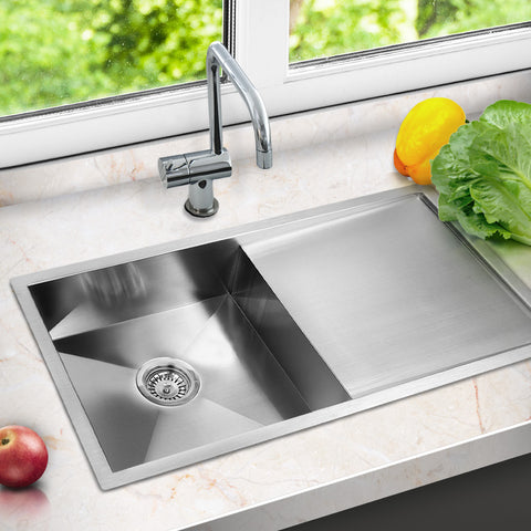 Cefito Kitchen Sink 87X45CM Stainless Steel Basin Single Bowl Silver