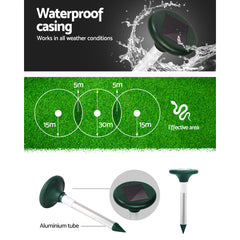 Gardeon Snake Repeller Set of 20 Multi Pulse Solar LED Plus Ultrasonic Pest Rodent