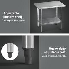 Cefito Stainless Steel Kitchen Benches Work Bench 910x610mm 430