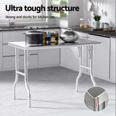 Cefito Stainless Steel Kitchen Benches Work Bench Food Foldable 430