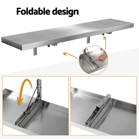 Cefito Commercial Stainless Steel Wall Shelf Kitchen Storage Rack 1200x300mm