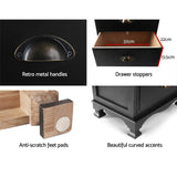 Artiss 2x Bedside Table 3 Drawers Vintage - THYME Black