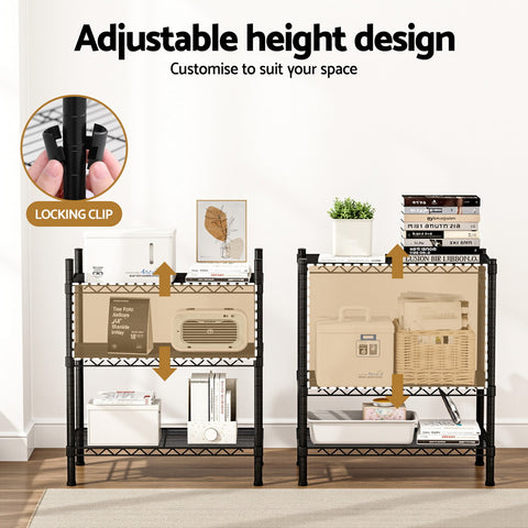 Artiss 3-Tier Shelving Unit Adjustable Garage Storage Shelves Kitchen Rack Steel