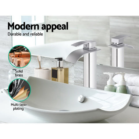 Cefito Bathroom Basin Mixer Tap Thin Tall Faucet Vanity Laundry Silver