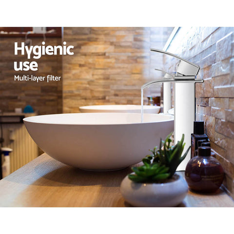 Cefito Bathroom Basin Mixer Tap Thin Tall Faucet Vanity Laundry Silver