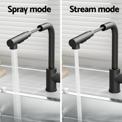 Cefito Kitchen Mixer Tap Pull Out Rectangle 2 Mode Sink Basin Faucet Swivel WELS Black