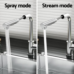 Cefito Kitchen Mixer Tap Pull Out Rectangle 2 Mode Sink Basin Faucet Swivel WELS Chrome