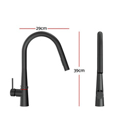 Cefito Kitchen Mixer Tap Pull Out Round 2 Mode Sink Basin Faucet Swivel WELS Black