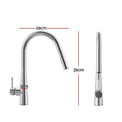 Cefito Kitchen Mixer Tap Pull Out Round 2 Mode Sink Basin Faucet Swivel WELS Chrome