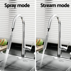 Cefito Kitchen Mixer Tap Pull Out Round 2 Mode Sink Basin Faucet Swivel WELS Chrome