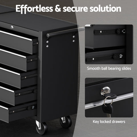 Giantz Tool Chest Trolley 10 Drawers Toolbox Storage Black